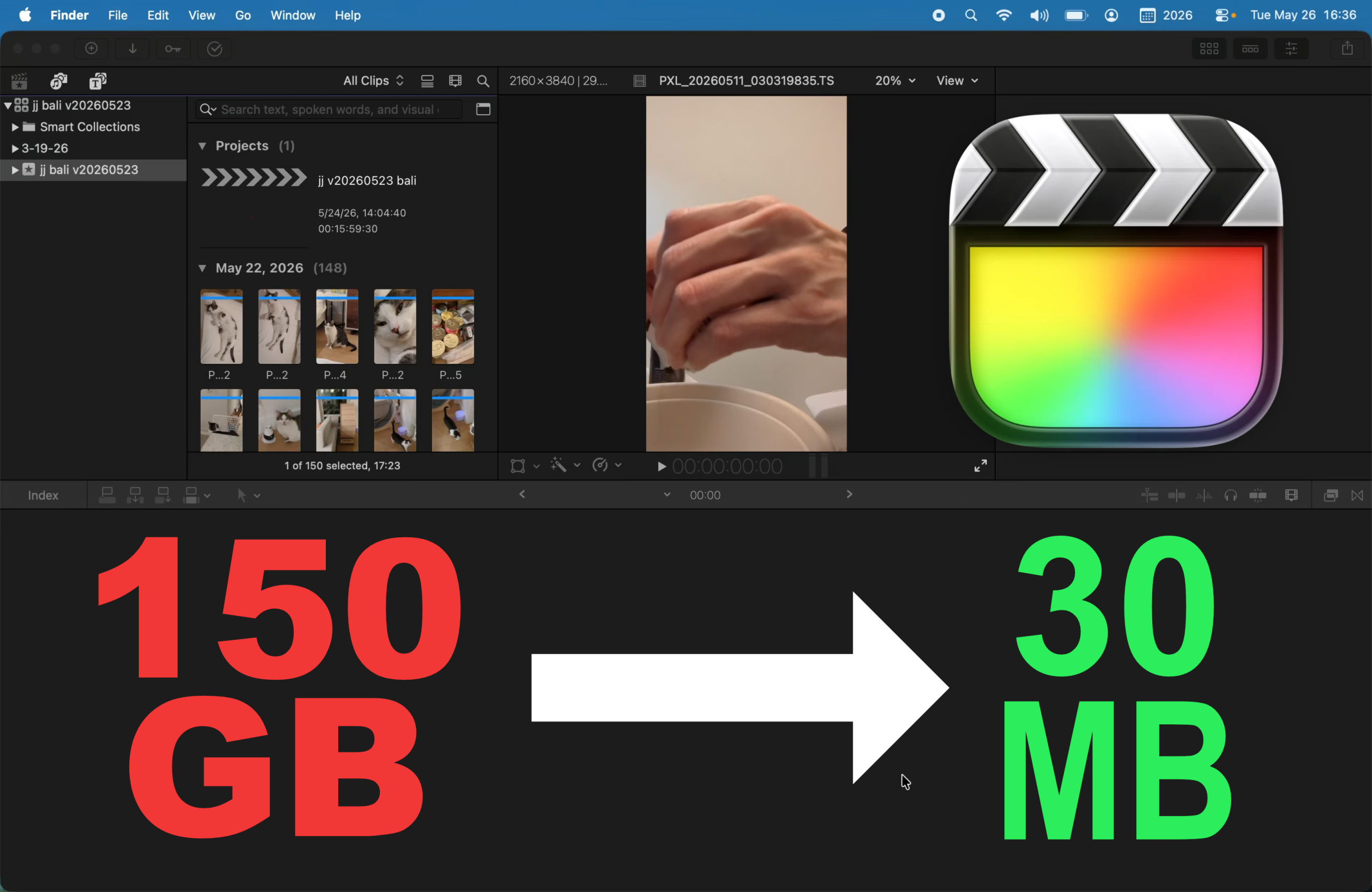 Final Cut Pro tutorial: reduce project filesize